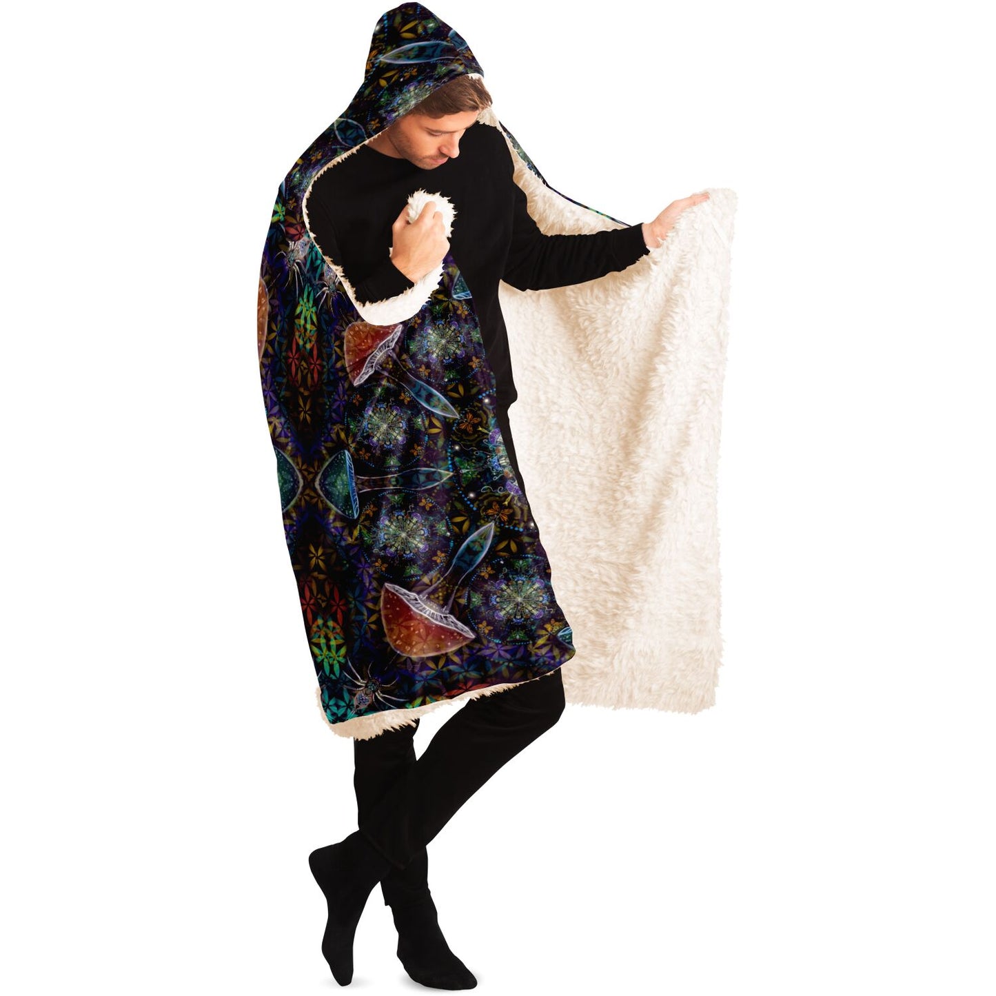 Mushroom madness hooded blanket