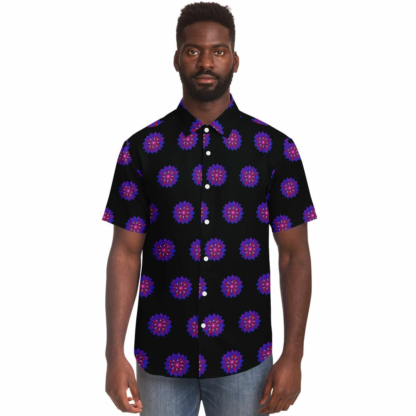 Short Sleeve Button Down Shirt - AOP