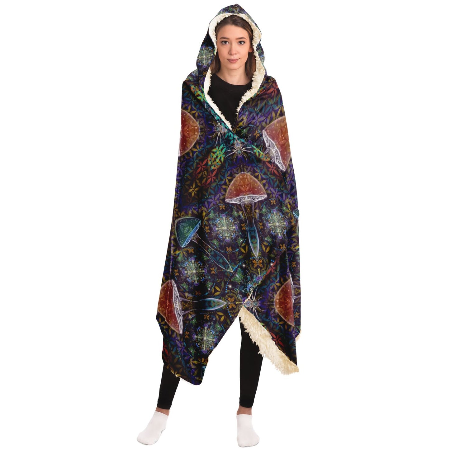 Mushroom madness hooded blanket