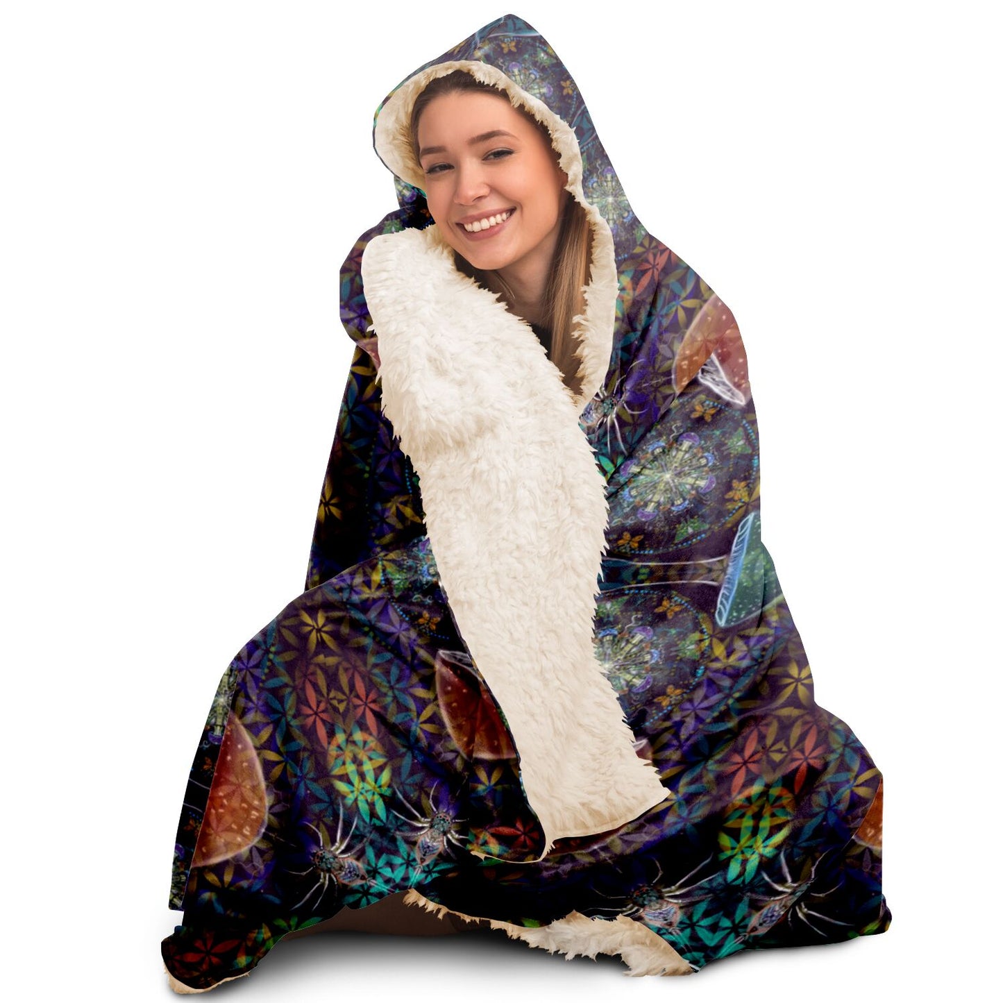 Mushroom madness hooded blanket