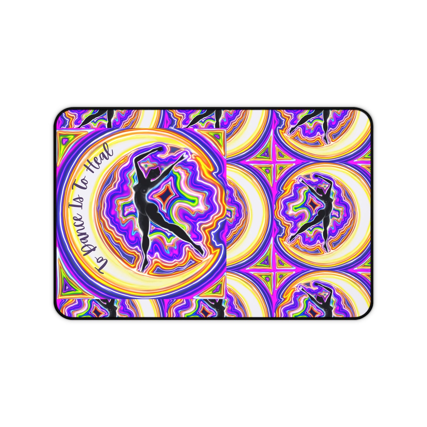 Desk Mat - Vibrant Florescent Moon Goddess To dance is to heal Design