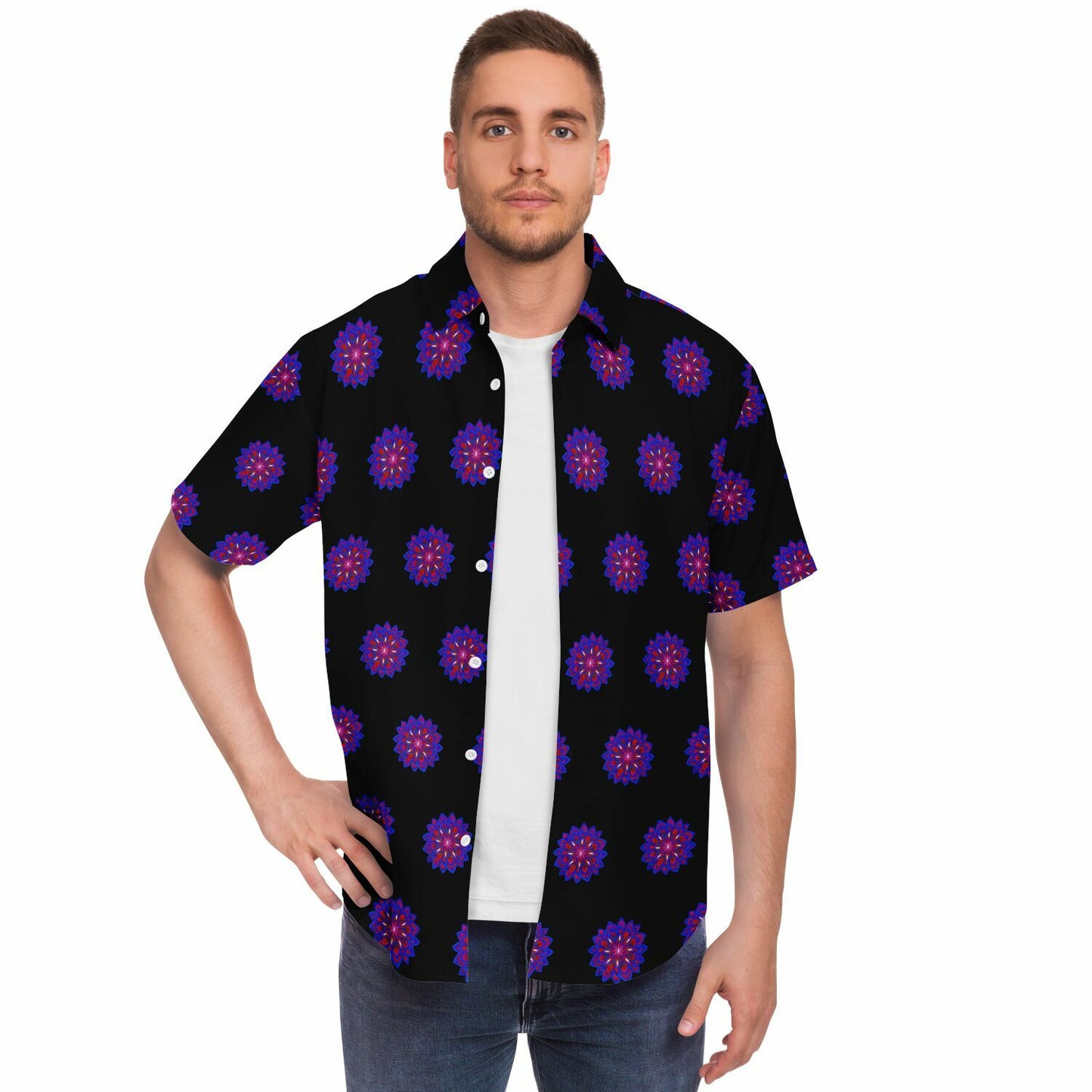Short Sleeve Button Down Shirt - AOP