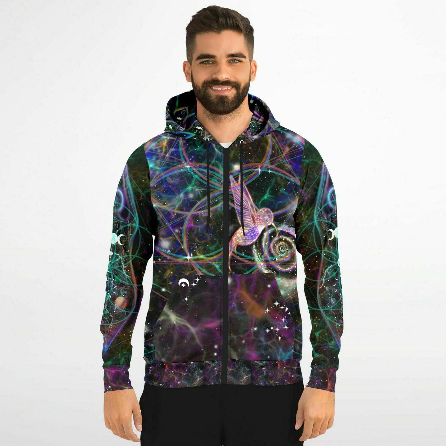 Fashion Zip-Up Hoodie - AOP