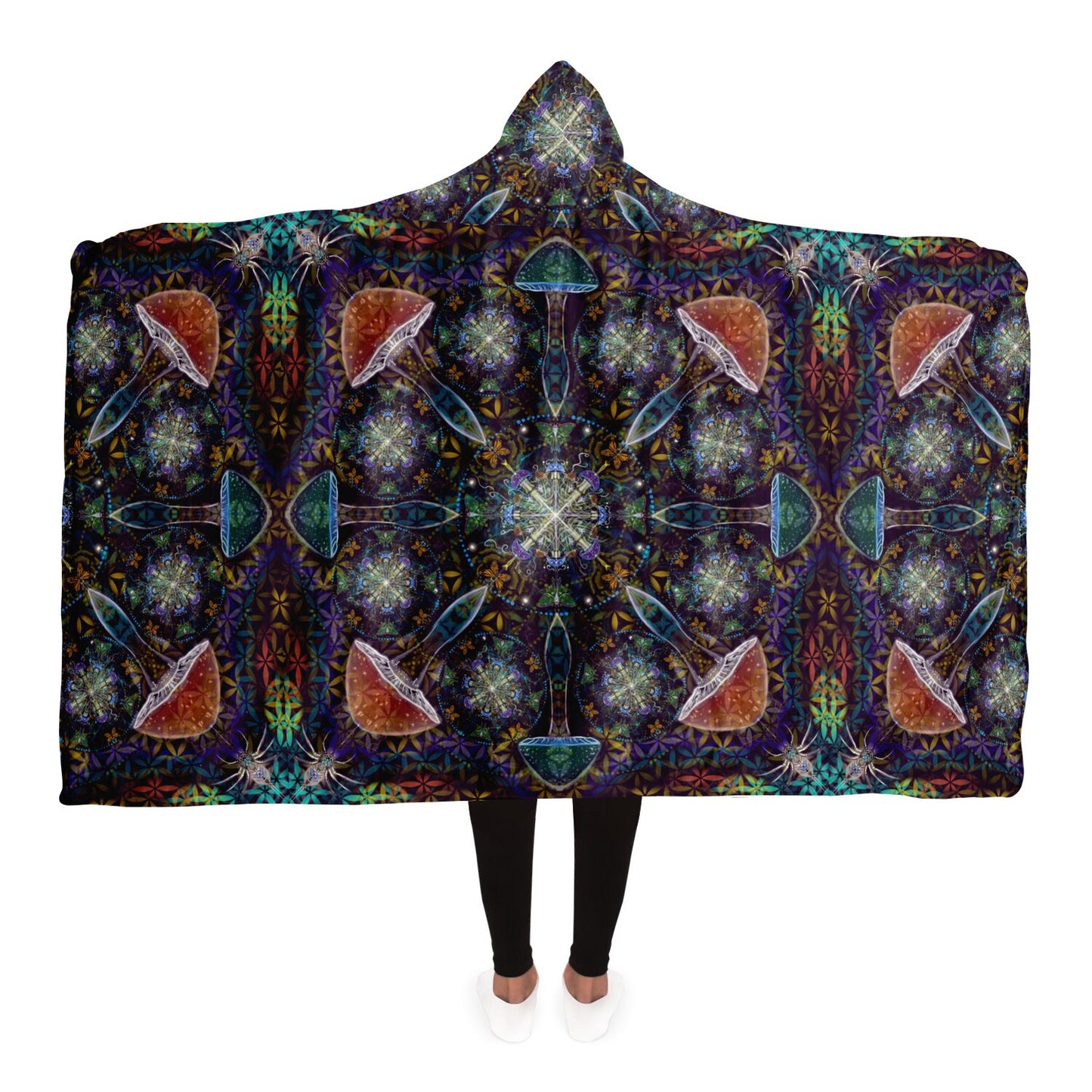 Mushroom madness hooded blanket