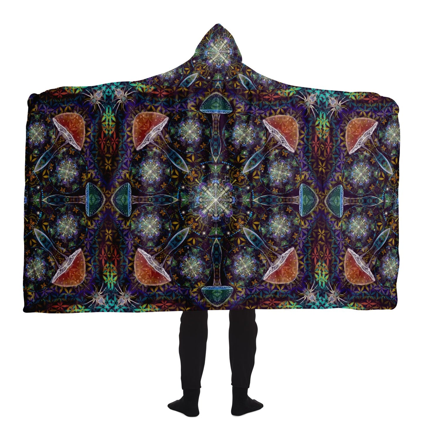 Mushroom madness hooded blanket