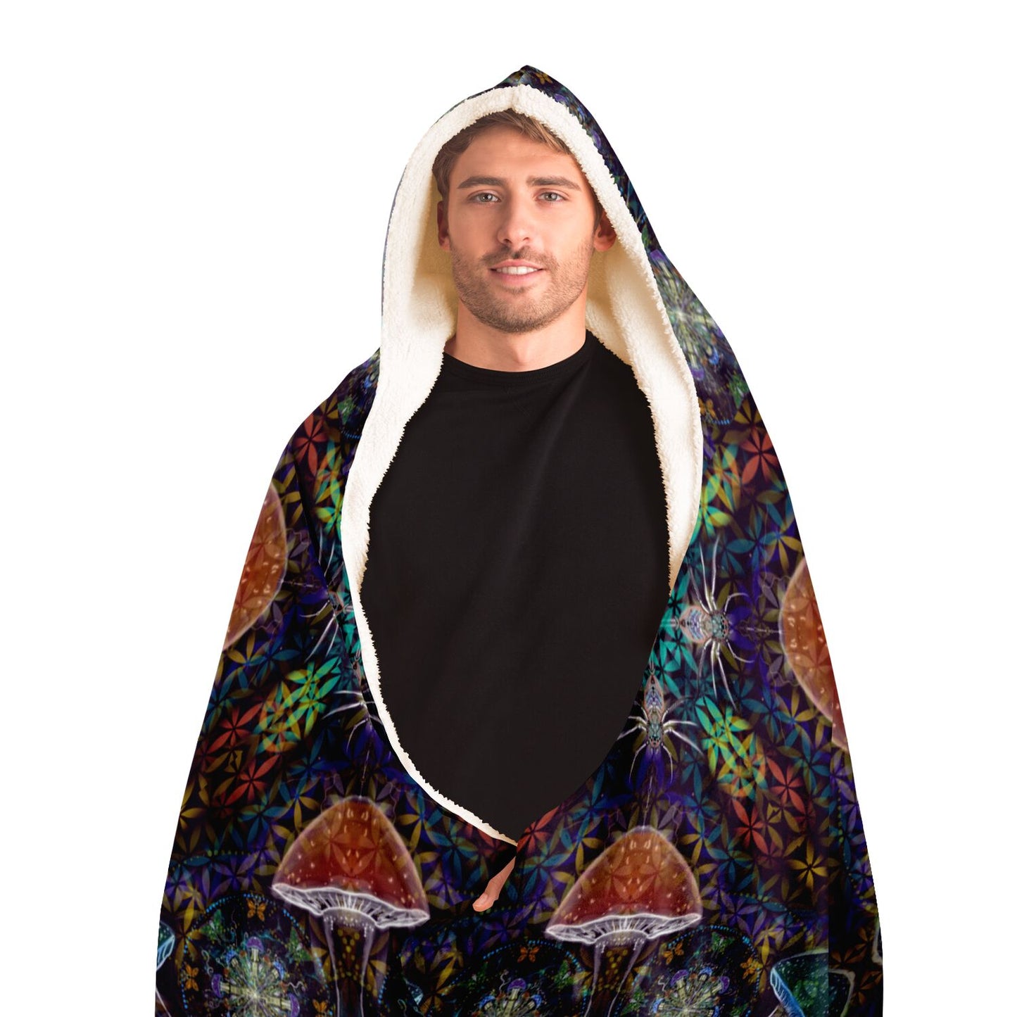 Mushroom madness hooded blanket