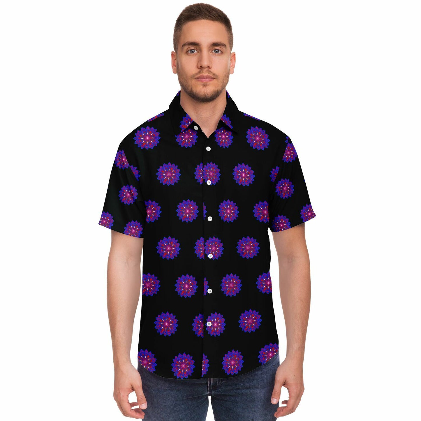 Short Sleeve Button Down Shirt - AOP
