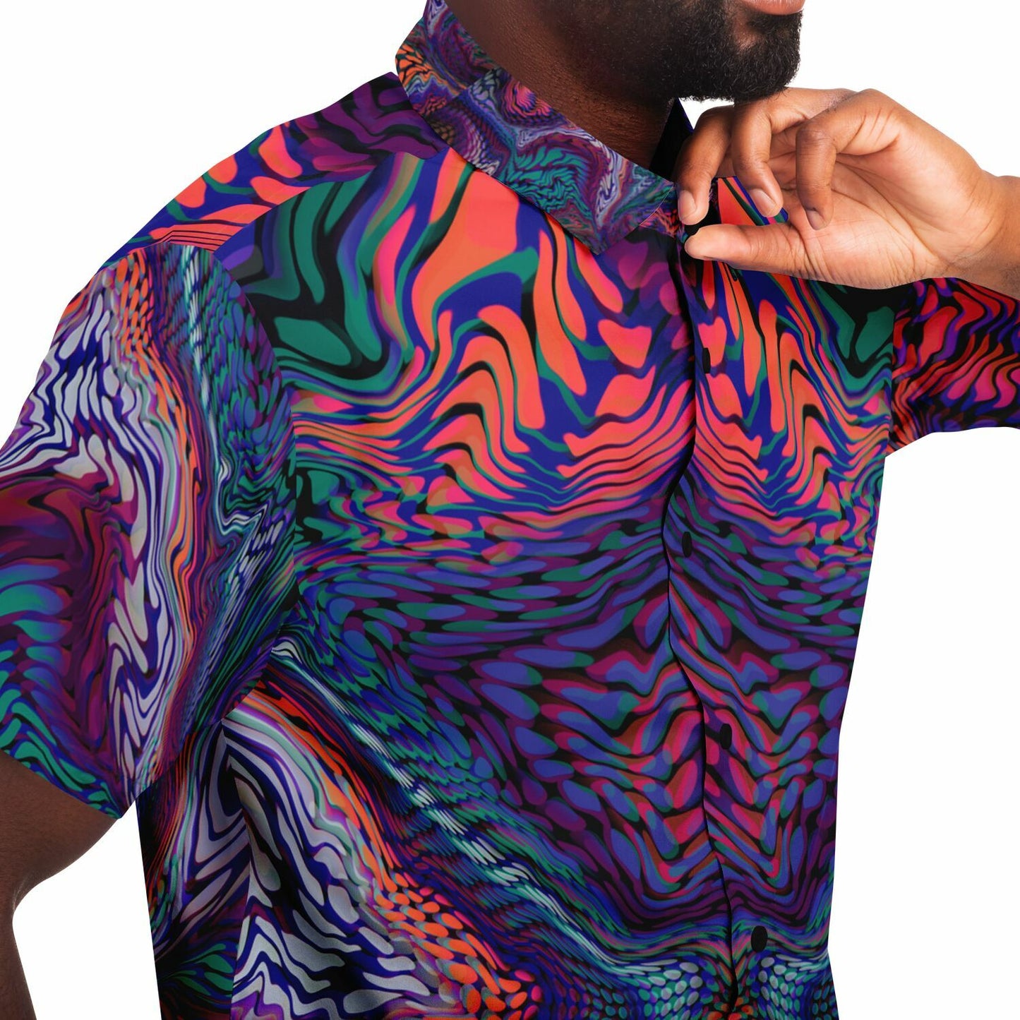 Short Sleeve Button Down Shirt - AOP
