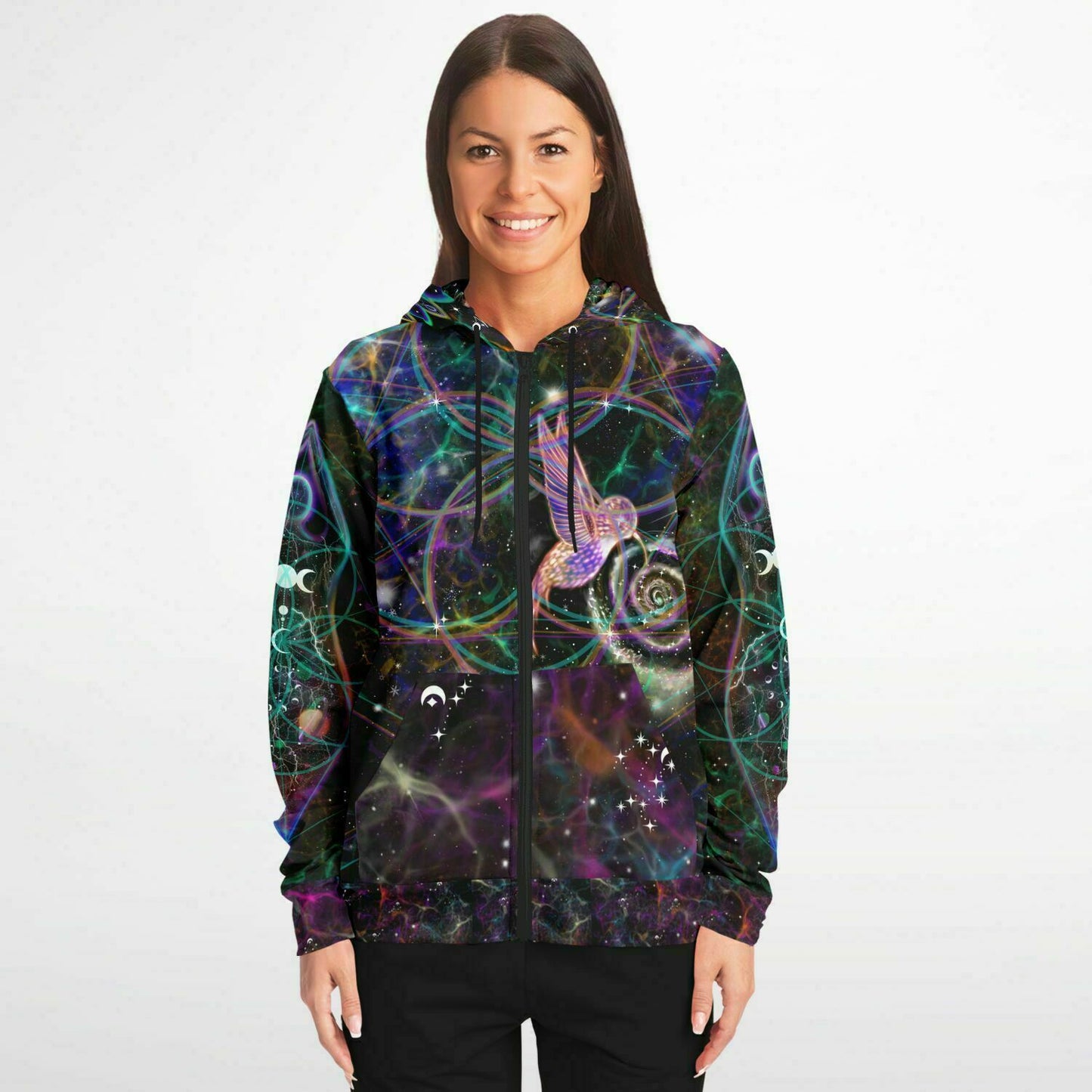 Fashion Zip-Up Hoodie - AOP