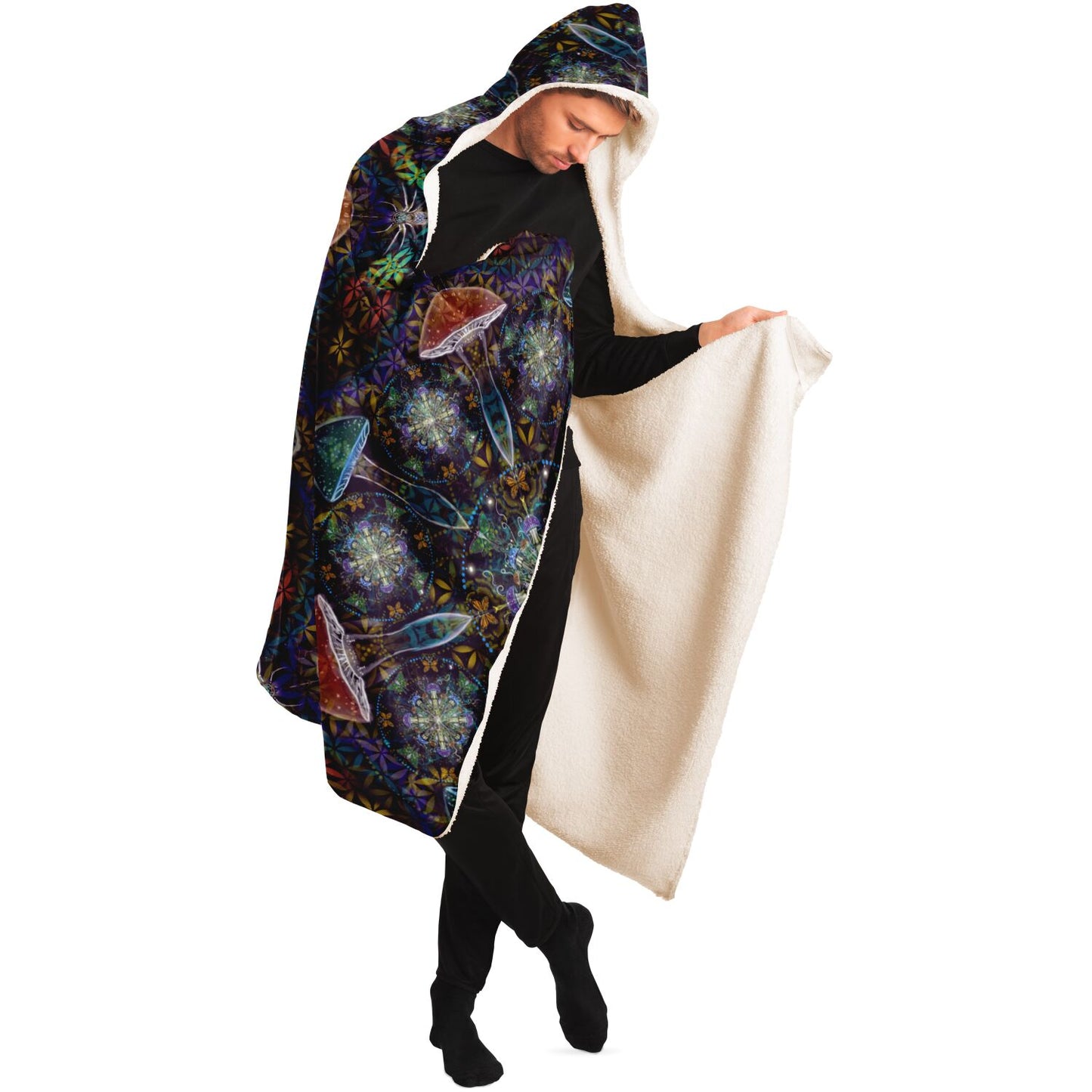 Mushroom madness hooded blanket