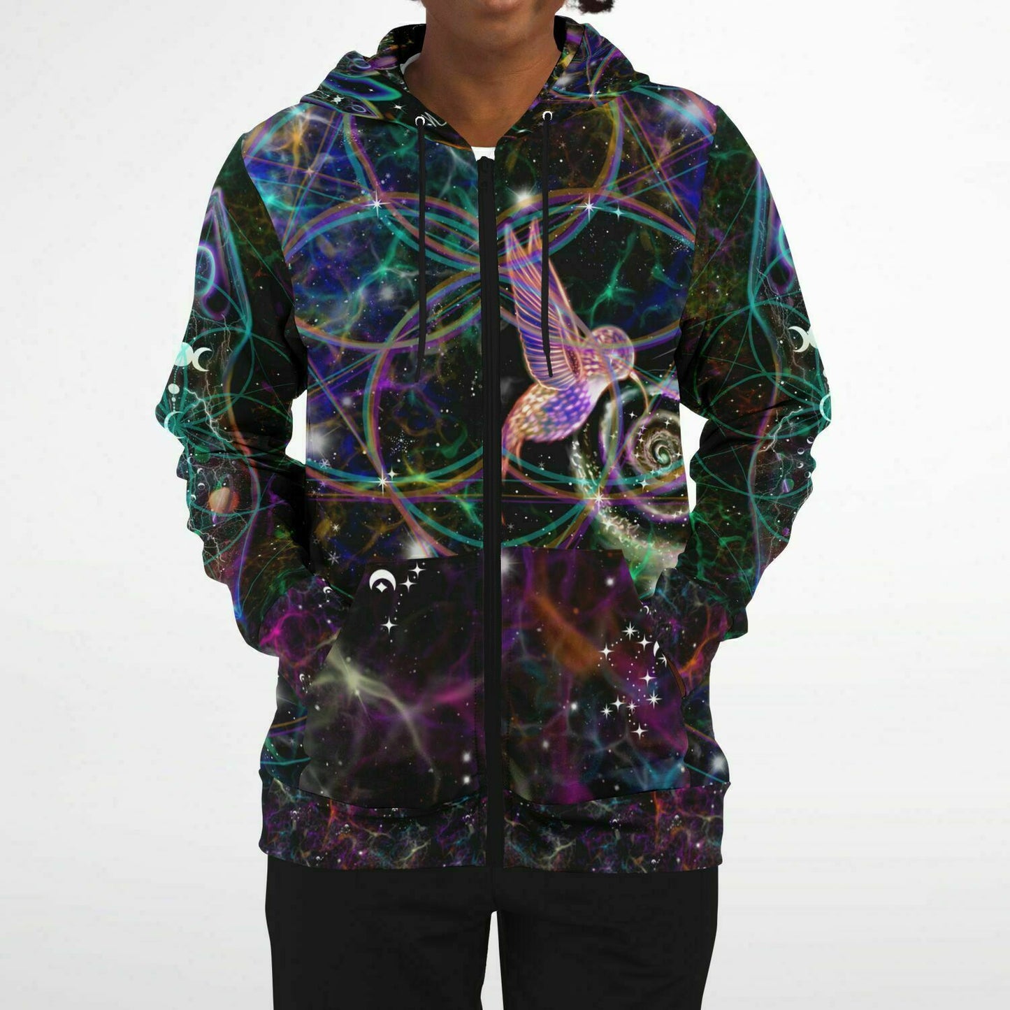 Fashion Zip-Up Hoodie - AOP