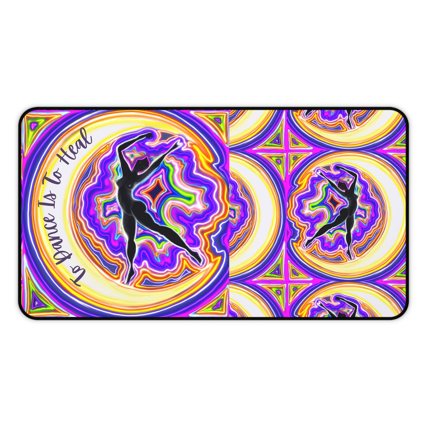 Desk Mat - Vibrant Florescent Moon Goddess To dance is to heal Design
