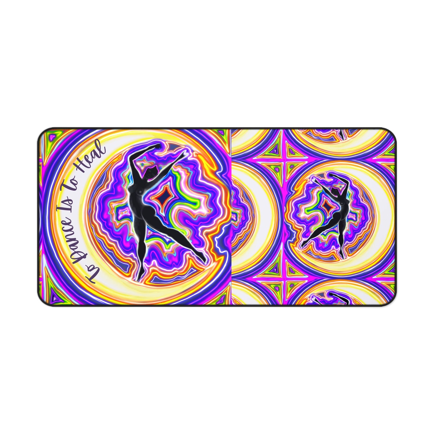 Desk Mat - Vibrant Florescent Moon Goddess To dance is to heal Design