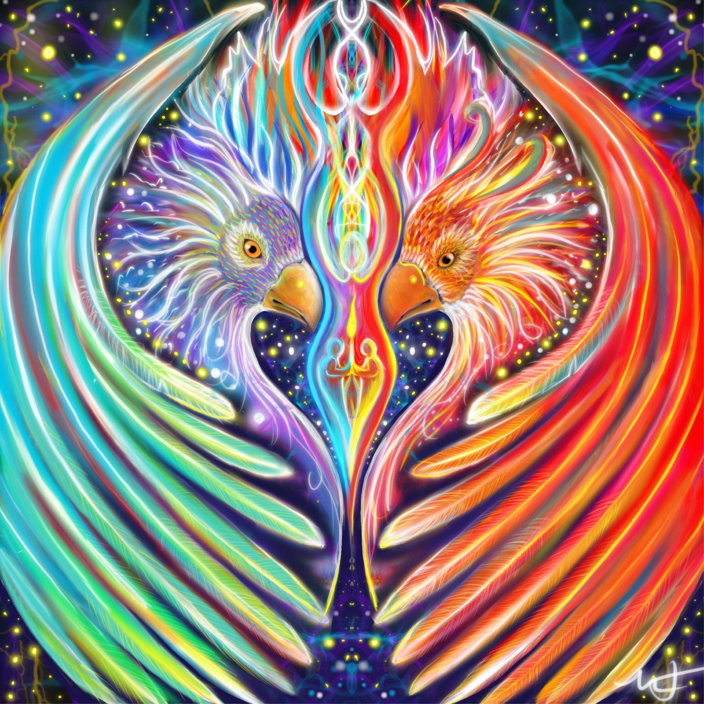 Rising of the twin flame phoenixes