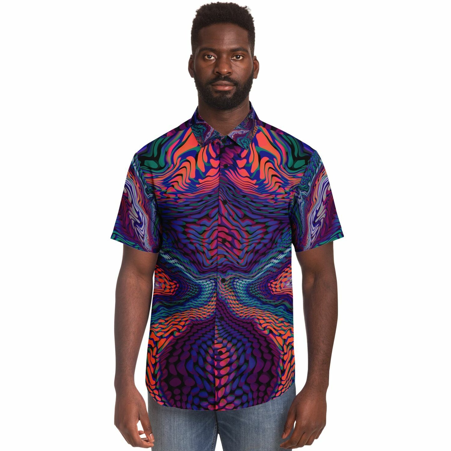 Short Sleeve Button Down Shirt - AOP