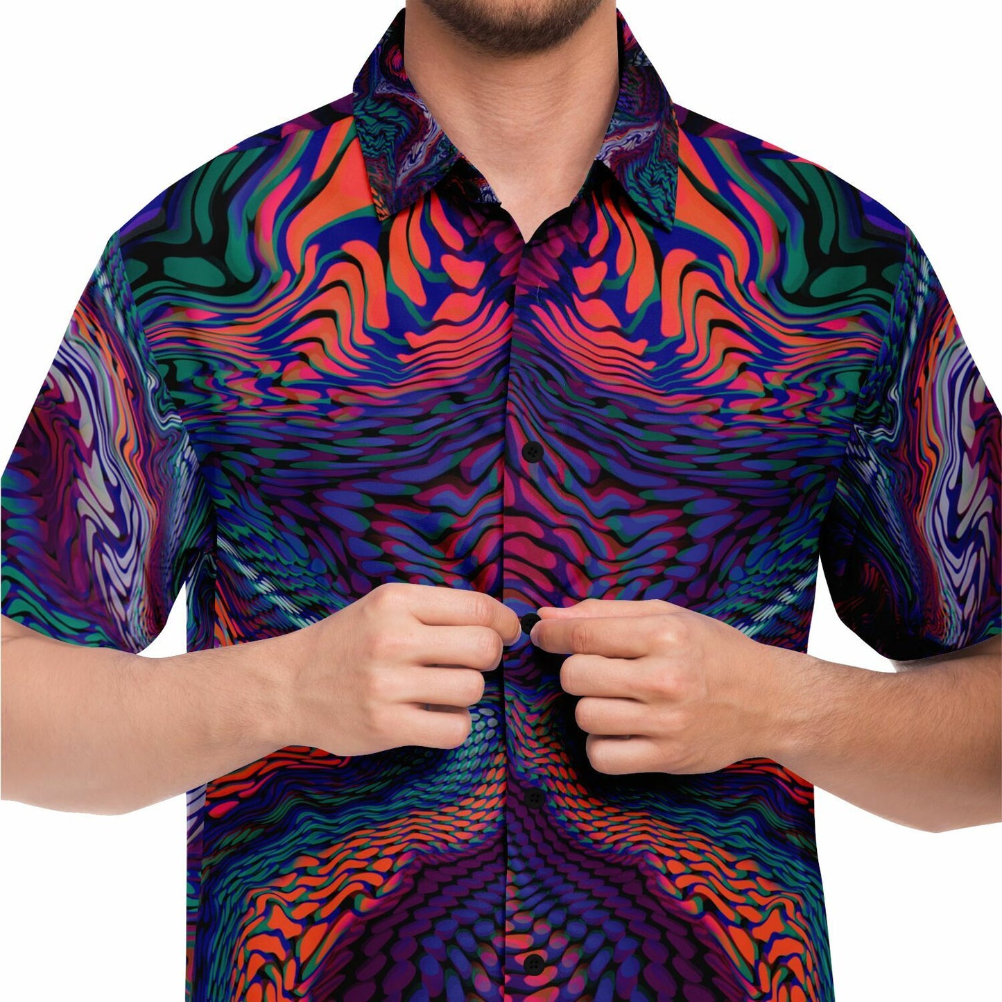 Short Sleeve Button Down Shirt - AOP