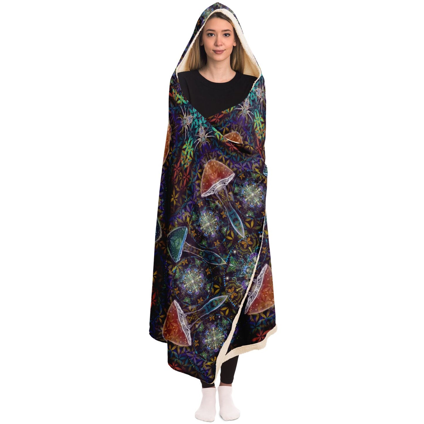 Mushroom madness hooded blanket