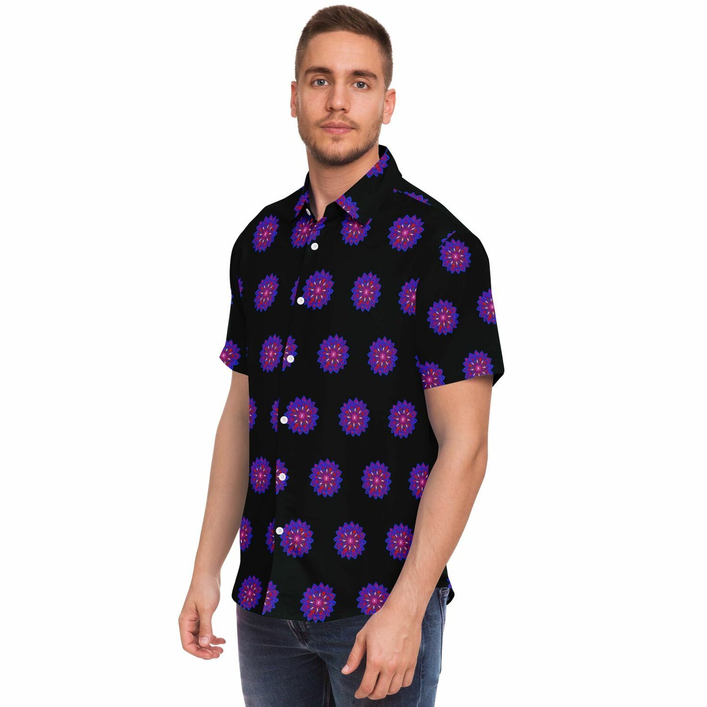 Short Sleeve Button Down Shirt - AOP