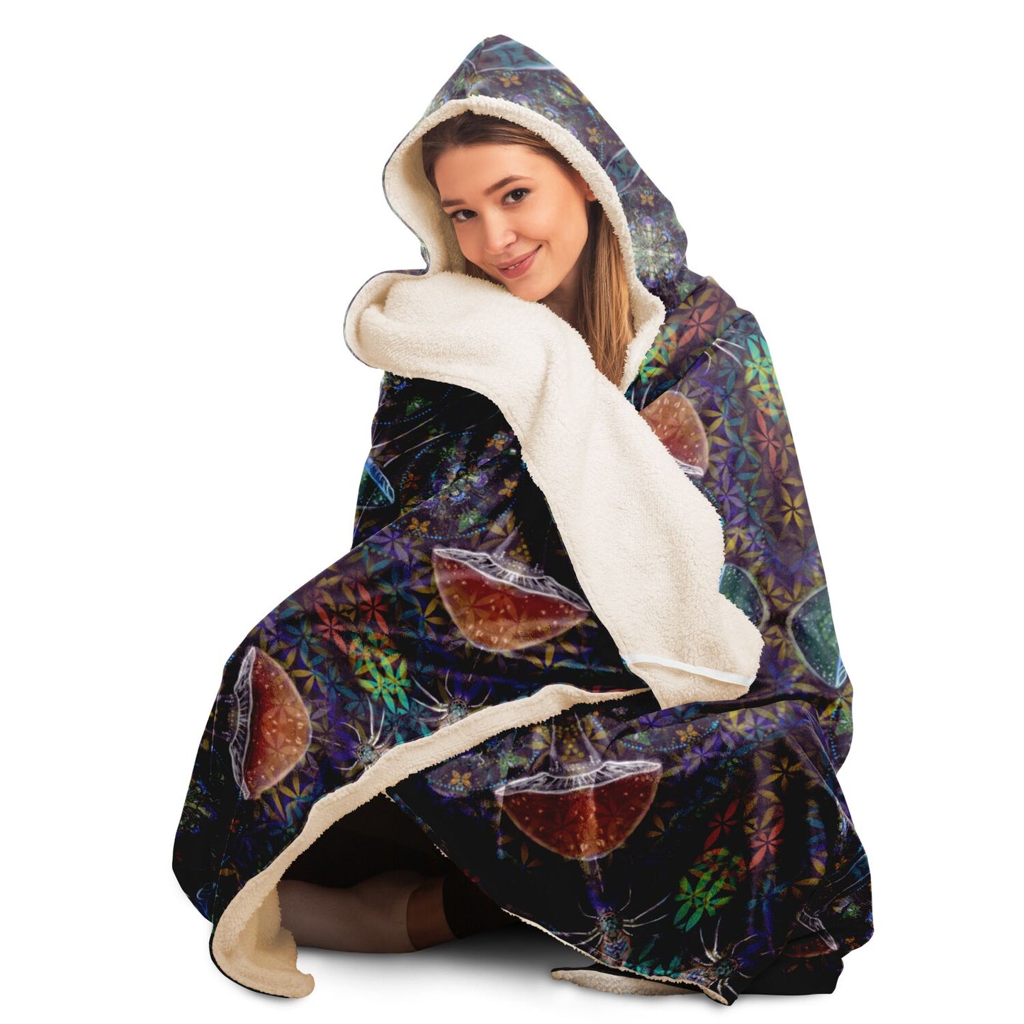Mushroom madness hooded blanket