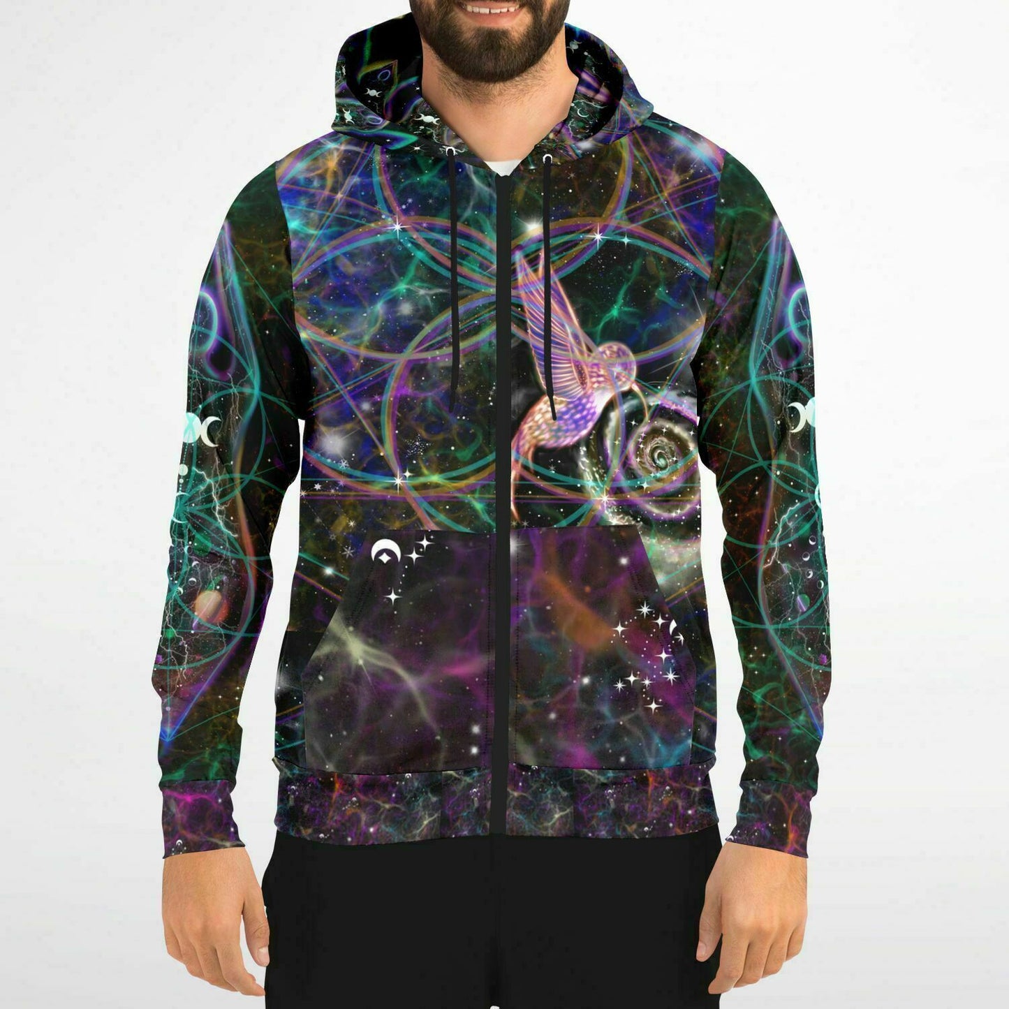 Fashion Zip-Up Hoodie - AOP