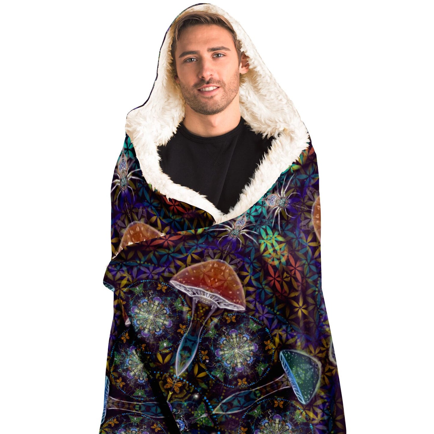 Mushroom madness hooded blanket