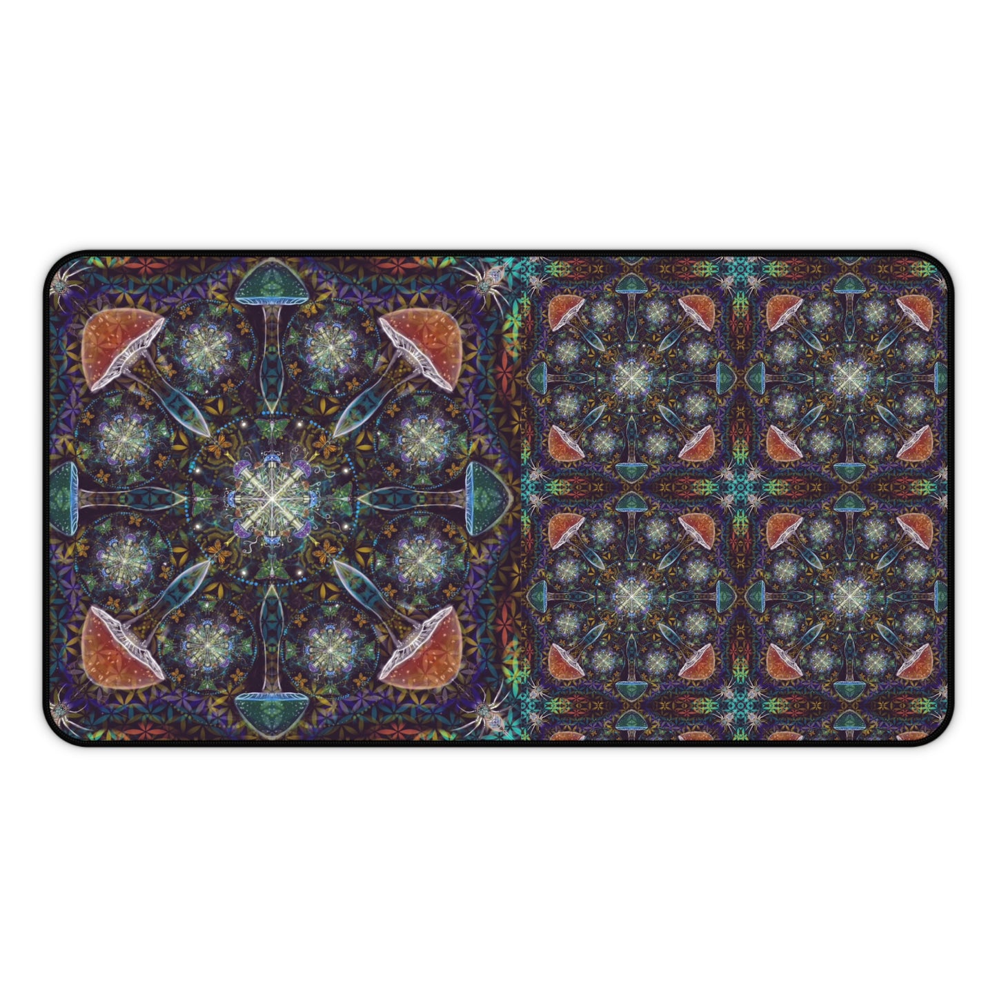 Desk Mat - Sacred Geometry Mushroom Spiders Luna Moths Monarchs Trippy Symbolic Design