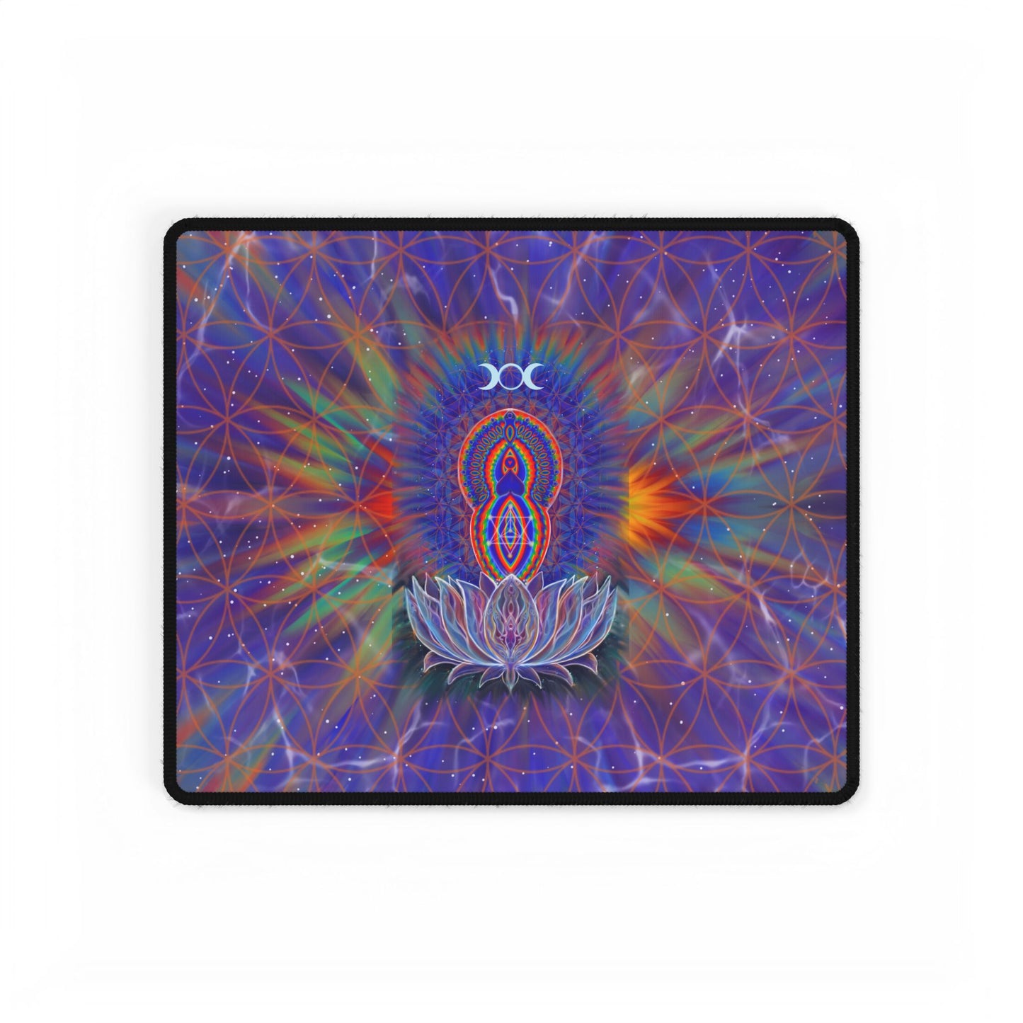 Desk Mats - Sacred Rainbow Geometry Fractal Goddess Lotus Ancestors Art