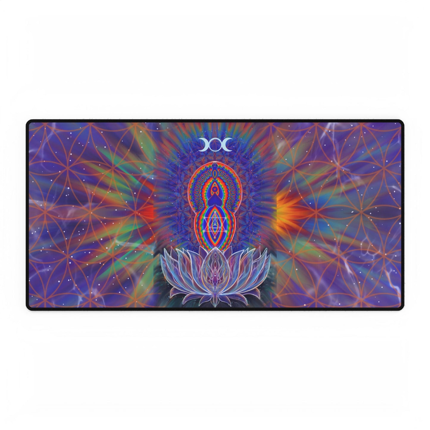 Desk Mats - Sacred Rainbow Geometry Fractal Goddess Lotus Ancestors Art