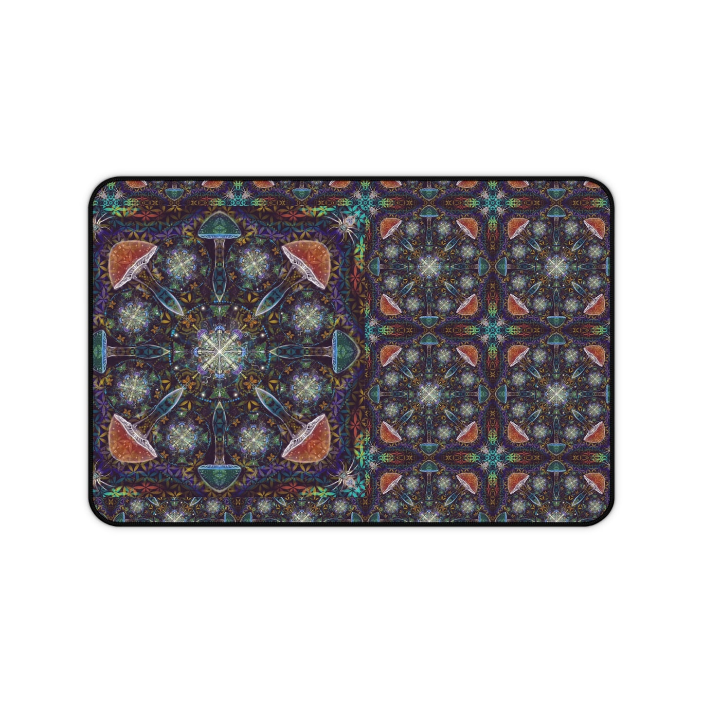 Desk Mat - Sacred Geometry Mushroom Spiders Luna Moths Monarchs Trippy Symbolic Design