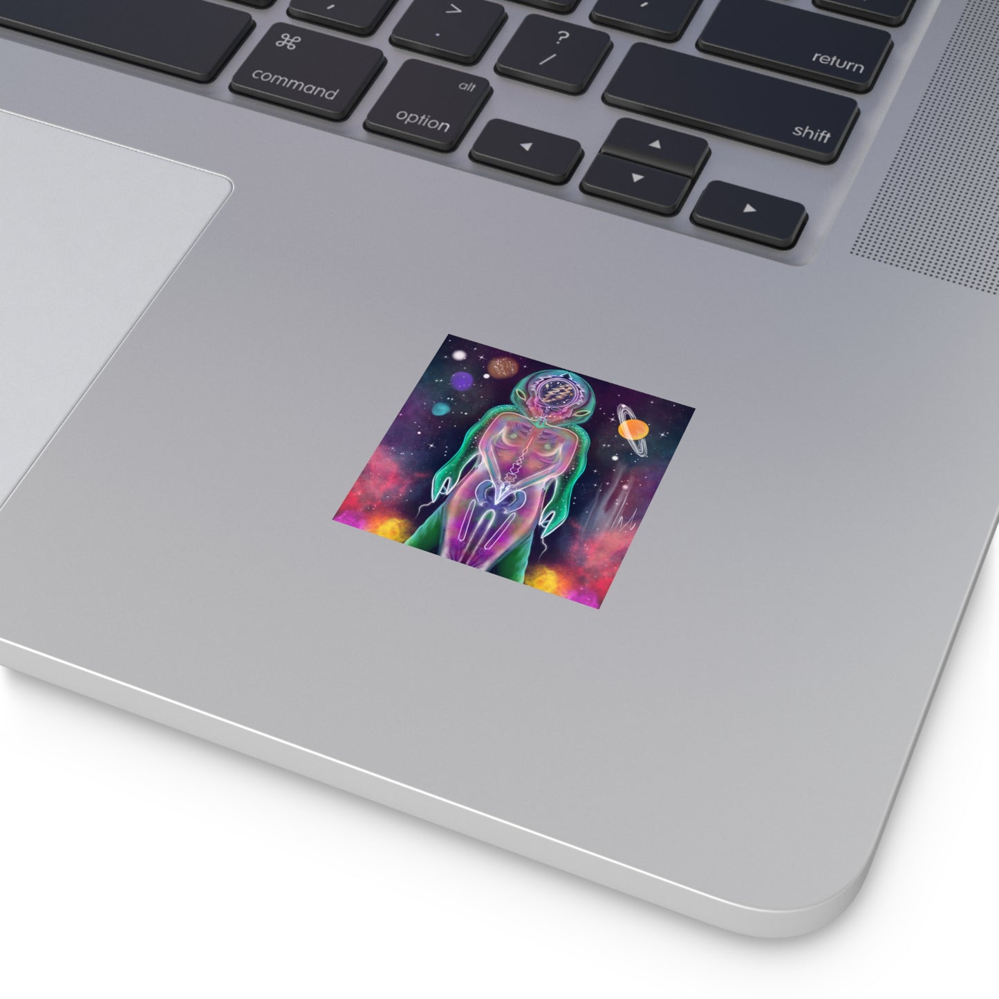 Cosmic alien Square Vinyl Stickers