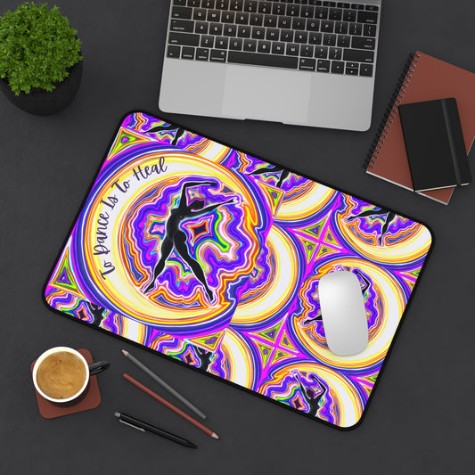 Desk Mat - Vibrant Florescent Moon Goddess To dance is to heal Design