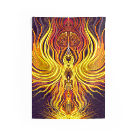 Tapestry - Woman Rising from Phoenix Inner Child Transformation