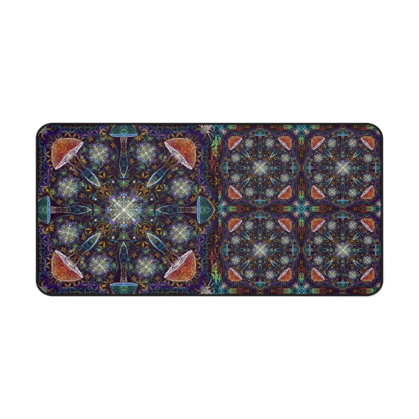 Desk Mat - Sacred Geometry Mushroom Spiders Luna Moths Monarchs Trippy Symbolic Design