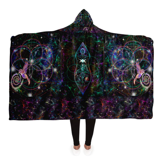Galactic humming bird goddess Hooded Blanket - AOP
